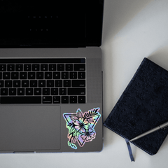 Triangle of Flowers Holographic Sticker - sticckiz.com