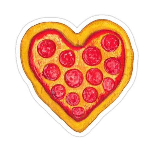 heart shape pizza sticker - sticckiz.com