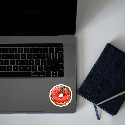 Strawberry Donut Sticker - sticckiz.com