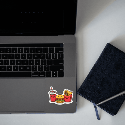 Cute Burger With Soda And French Fries Sticker - sticckiz.com