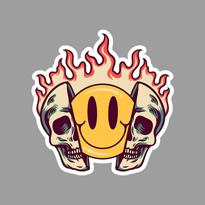 Trippy Smiley Face Skull Sticker - sticckiz.com