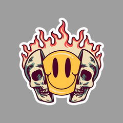 Trippy Smiley Face Skull Sticker - sticckiz.com