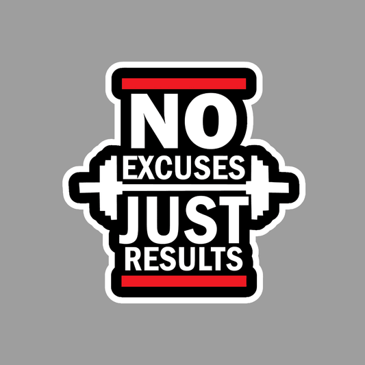 No Excuses Just Results Sticker - sticckiz.com