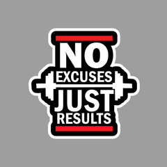 No Excuses Just Results Sticker - sticckiz.com