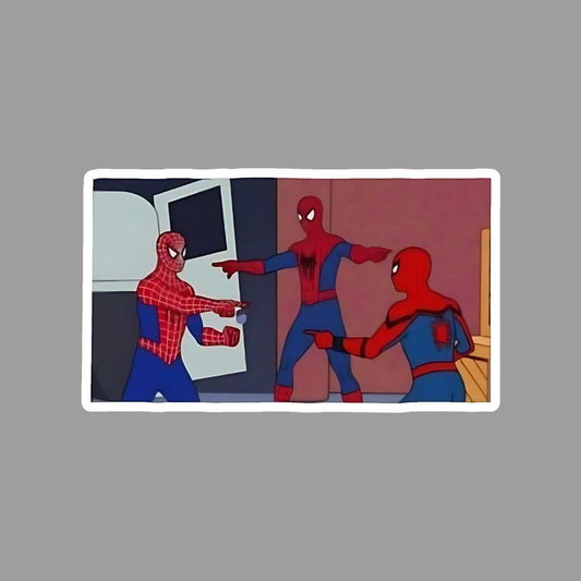 Three Spidermans Seeing eachother Sticker - sticckiz.com