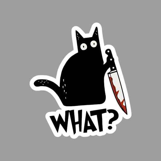 Black Cat with Knife Sticker - sticckiz.com
