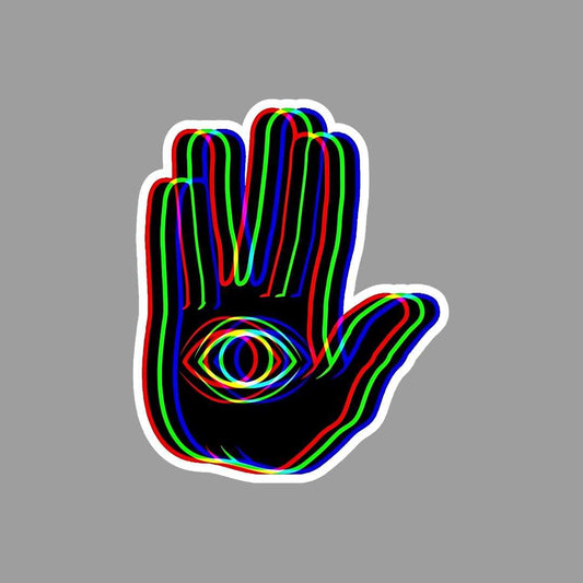 Black Trippy Hamsa Sticker - sticckiz.com