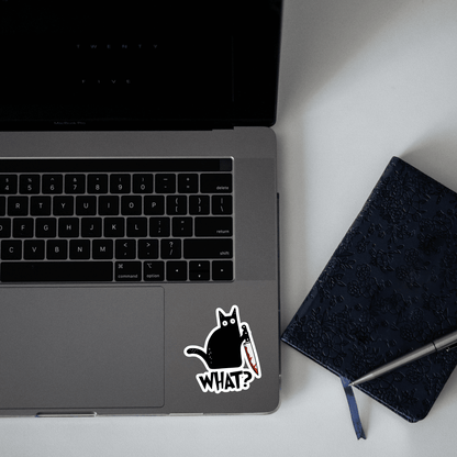 Black Cat with Knife Sticker - sticckiz.com
