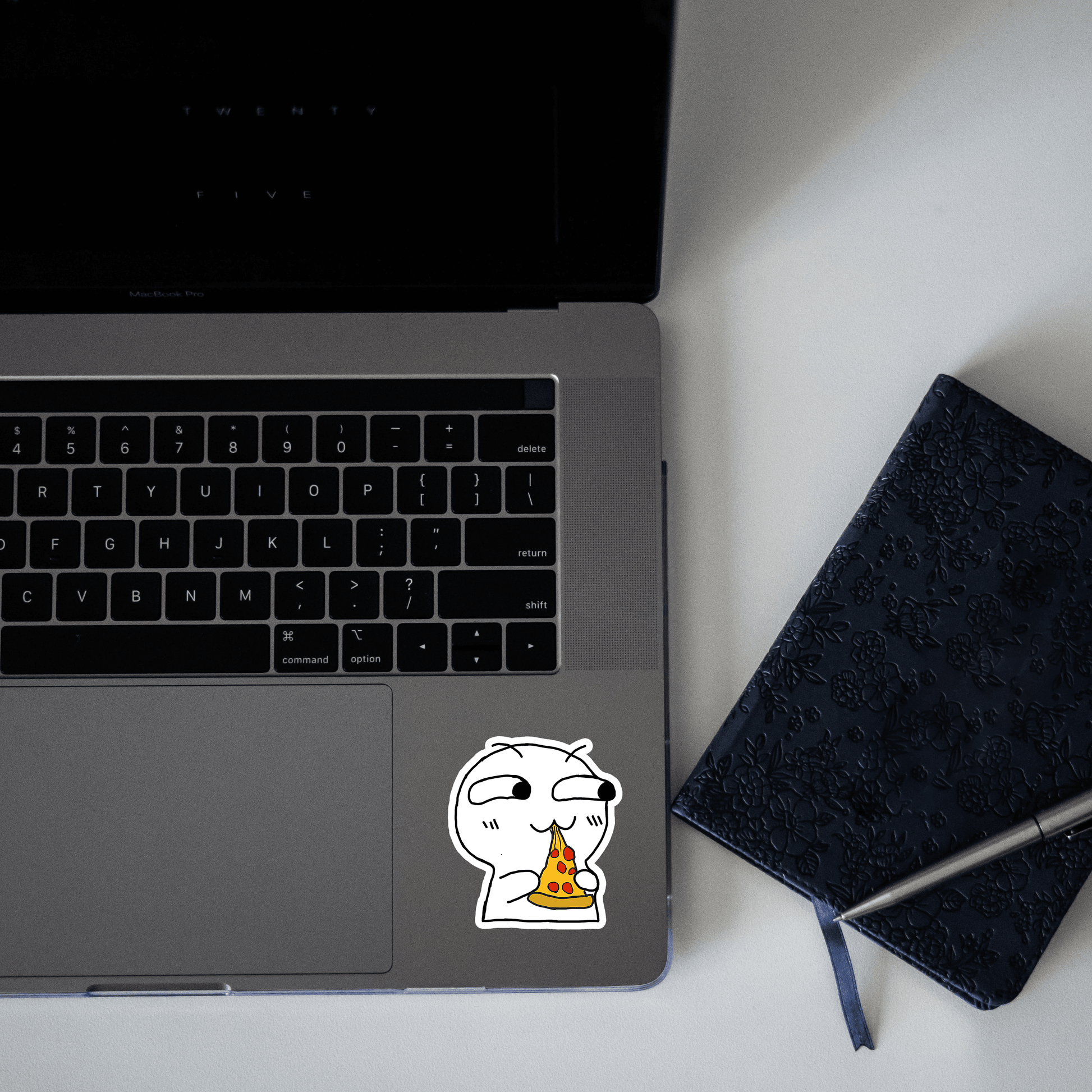 Flork Eating Pizza Sticker - sticckiz.com