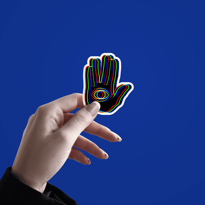 Black Trippy Hamsa Sticker - sticckiz.com