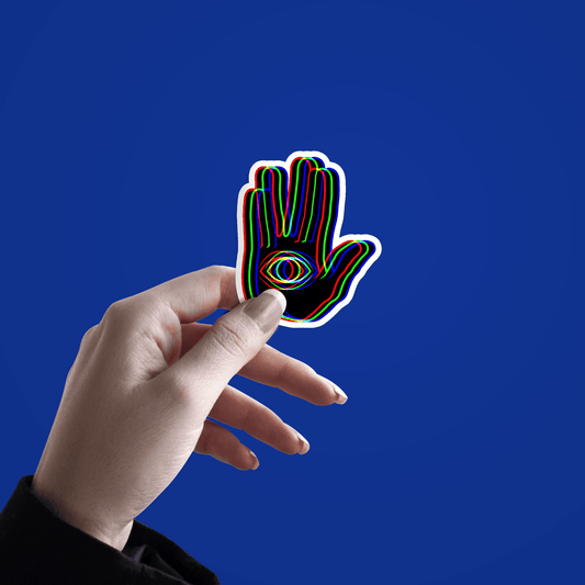 Black Trippy Hamsa Sticker - sticckiz.com