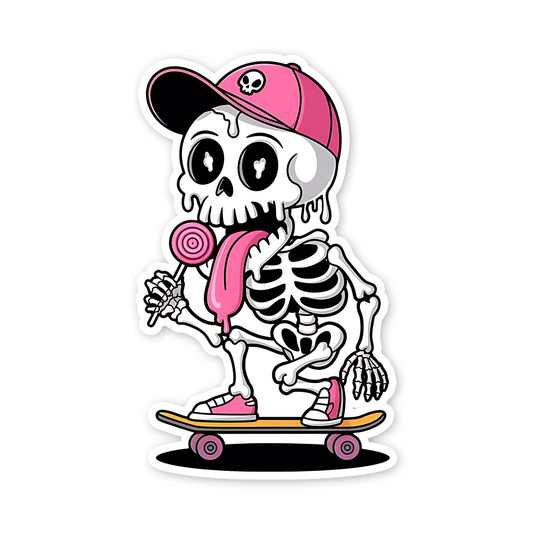 Skull on Skateboard Sticker