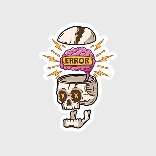 my brain is error sticker funny skull sticker - sticckiz.com