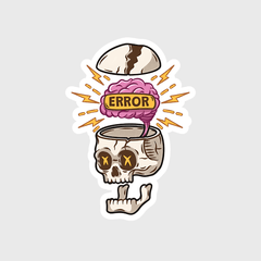 my brain is error sticker funny skull sticker - sticckiz.com