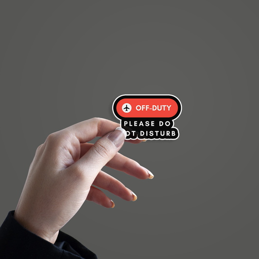 Off Duty Sticker hand mockup