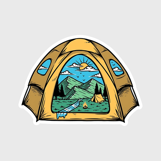 camping in woods sticker - sticckiz.com