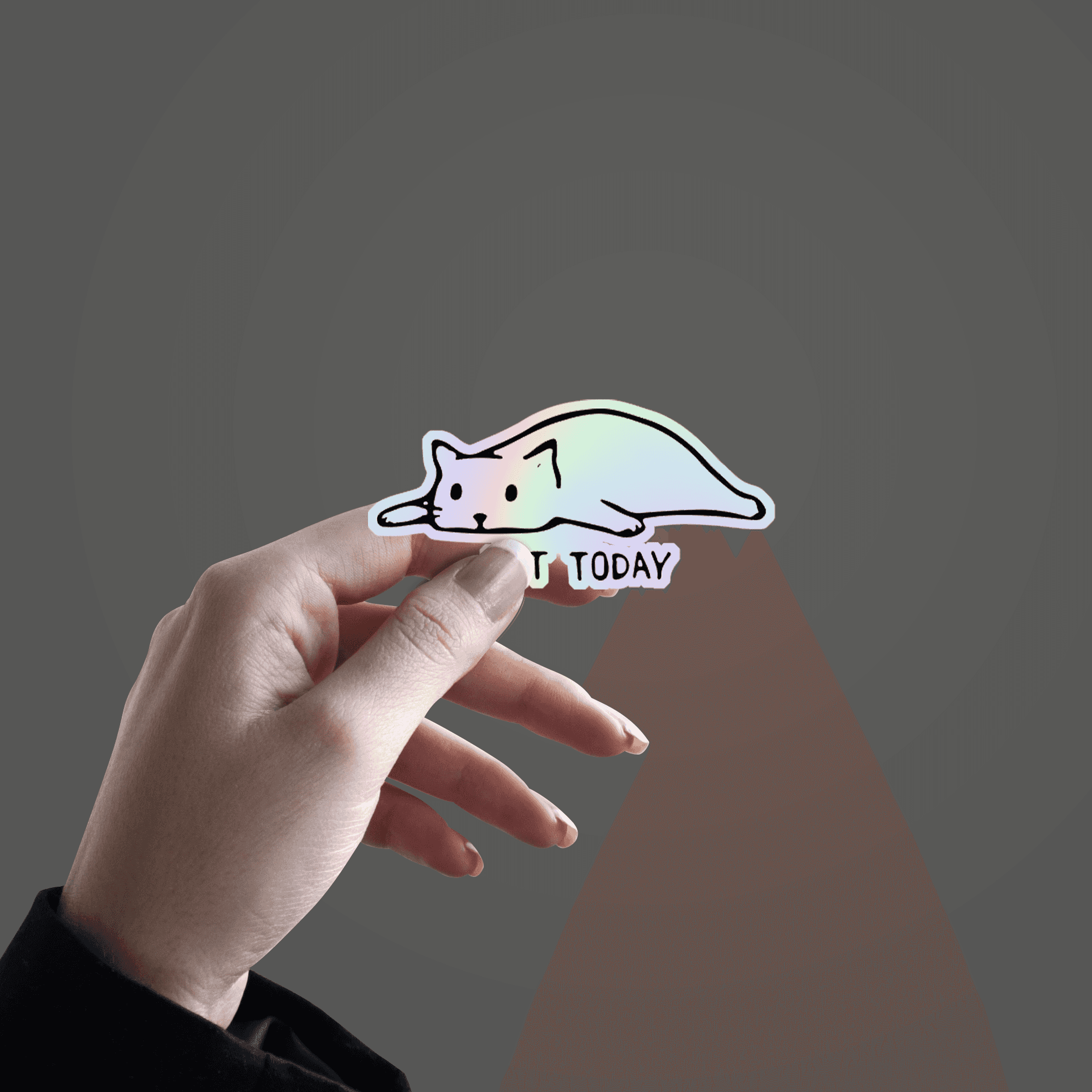 Not today tired Cat Holographic Sticker - sticckiz.com