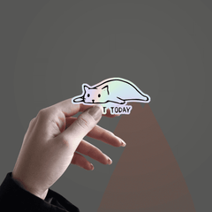Not today tired Cat Holographic Sticker - sticckiz.com