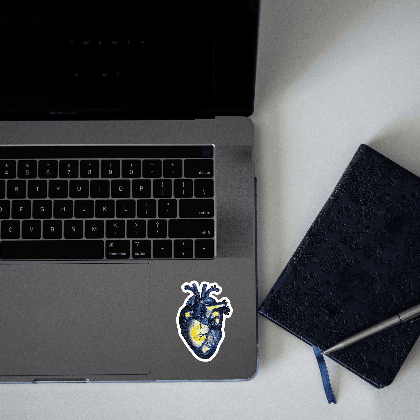 starry night inspired heart sticker - sticckiz.com