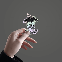 Skeleton in Eaten Apple Holographic Sticker - sticckiz.com