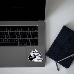 Cat playing Guitar Holographic Sticker - sticckiz.com