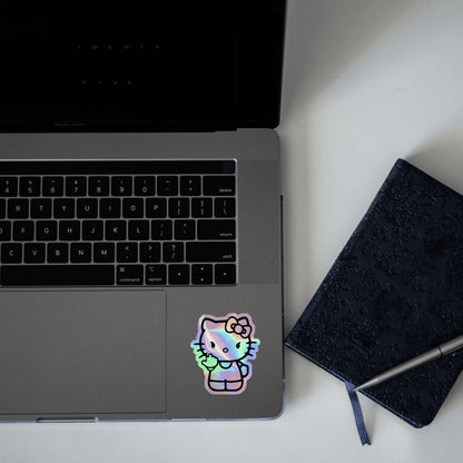 Angry Kitty Holographic Sticker - sticckiz.com
