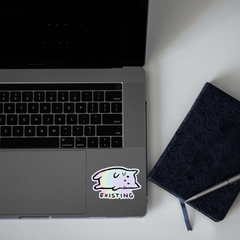Existing Cat Holographic Sticker - sticckiz.com