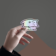 Existing Cat Holographic Sticker - sticckiz.com
