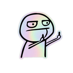 Flork Showing F Sign Holographic Sticker - sticckiz.com