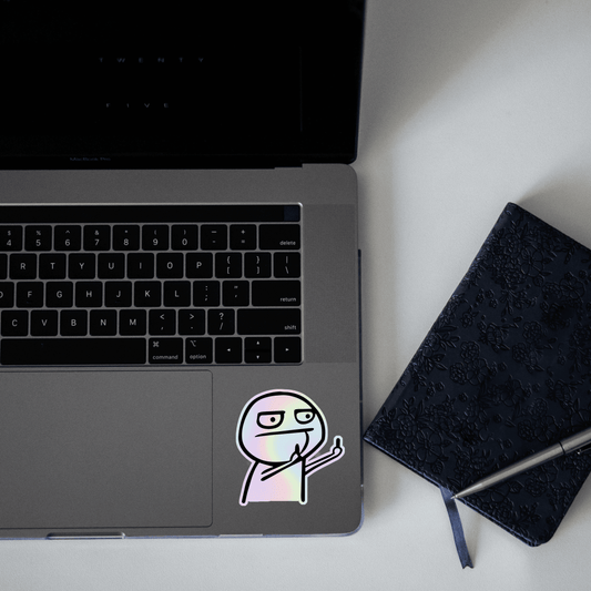 Flork Showing F Sign Holographic Sticker - sticckiz.com