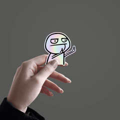 Flork Showing F Sign Holographic Sticker - sticckiz.com