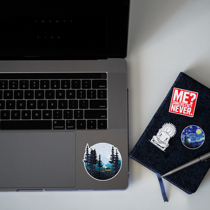 Cold Weather in Forest Glitter Sticker - laptop mockup