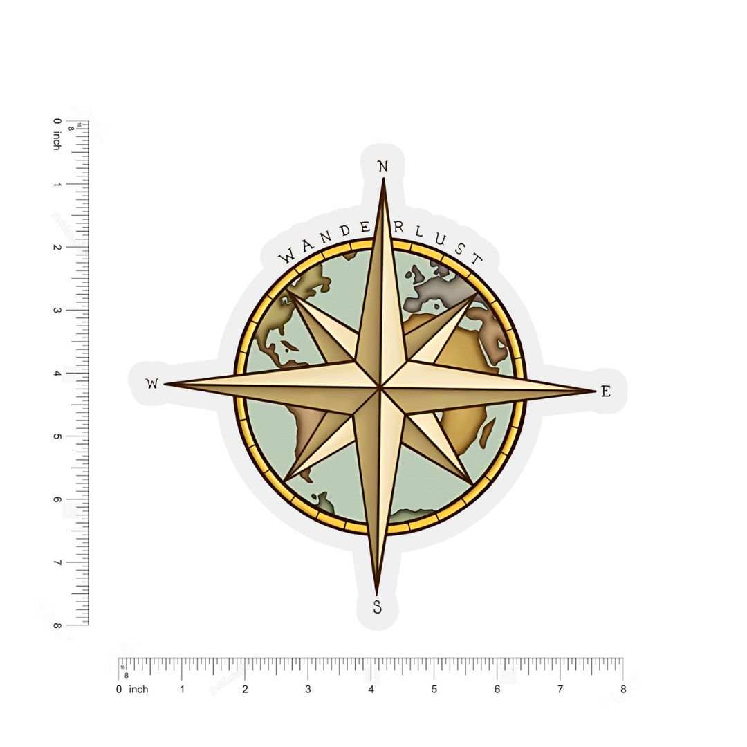 Wanderlust Compass Sticker - sticckiz.com
