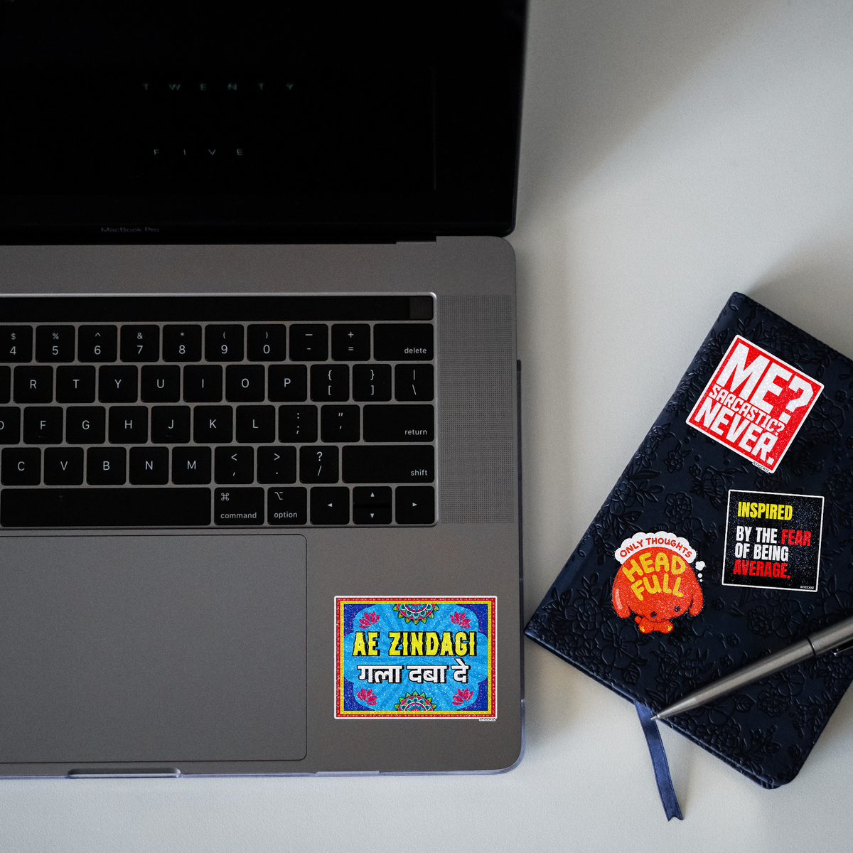Ae Zindagi gala Daba De Glitter Sticker - laptop mockup