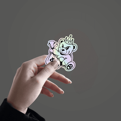 Devil Teddy Holographic Sticker - sticckiz.com
