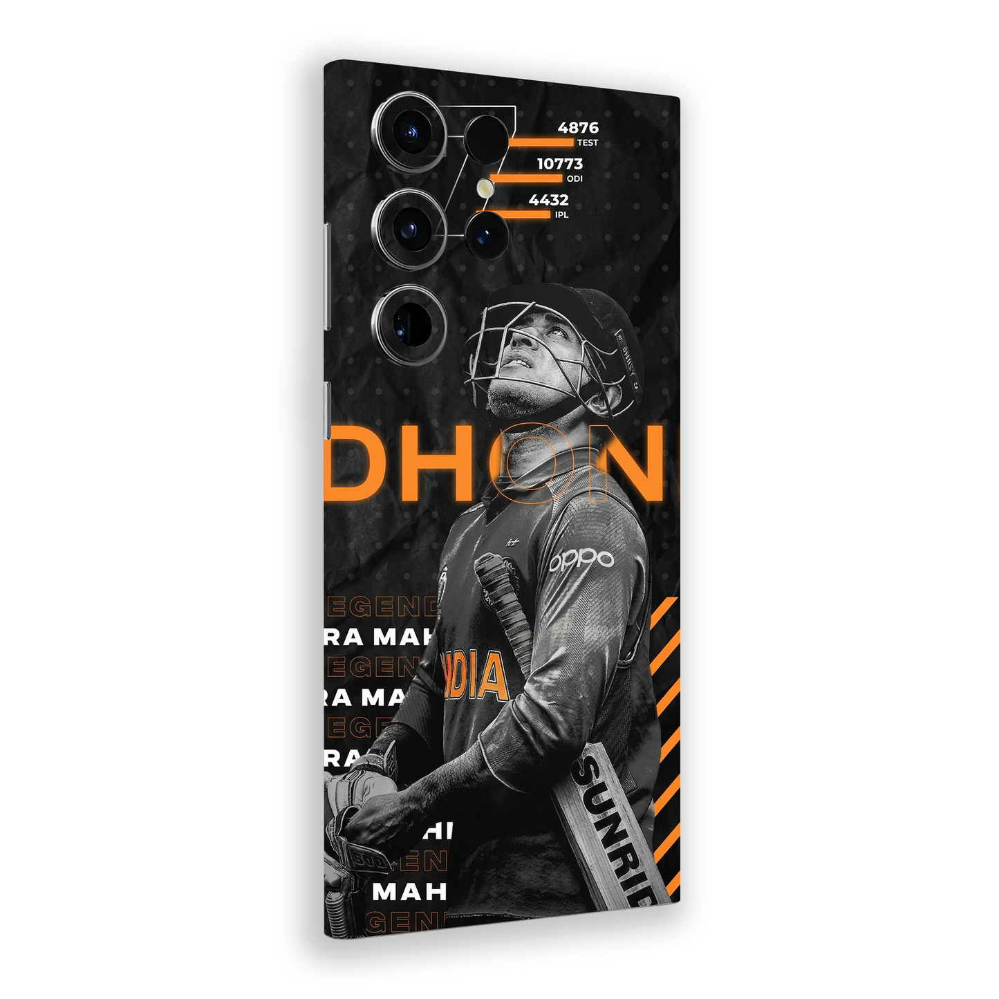 MS dhoni Black orange theme Edition Mobile Skin