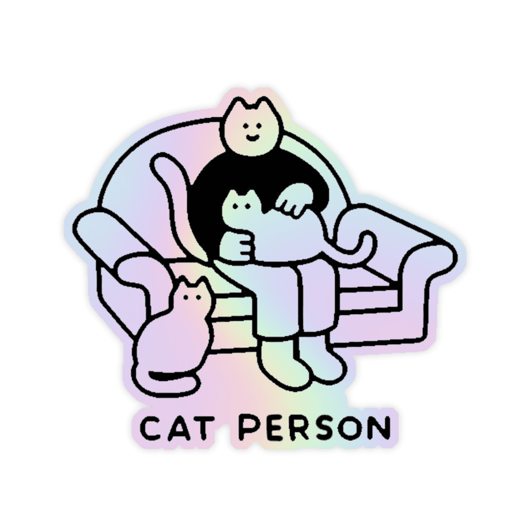 Cat Person Holographic Sticker - sticckiz.com