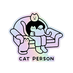 Cat Person Holographic Sticker - sticckiz.com