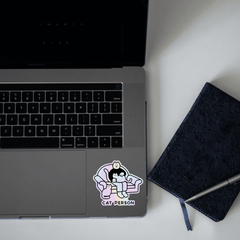 Cat Person Holographic Sticker - sticckiz.com