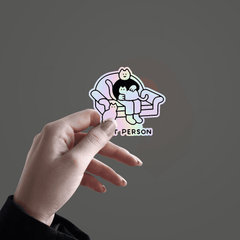 Cat Person Holographic Sticker - sticckiz.com