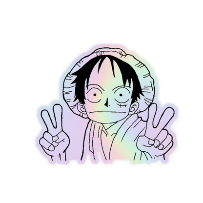 Scared Luffy Holographic Sticker - sticckiz.com