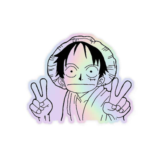 Scared Luffy Holographic Sticker - sticckiz.com