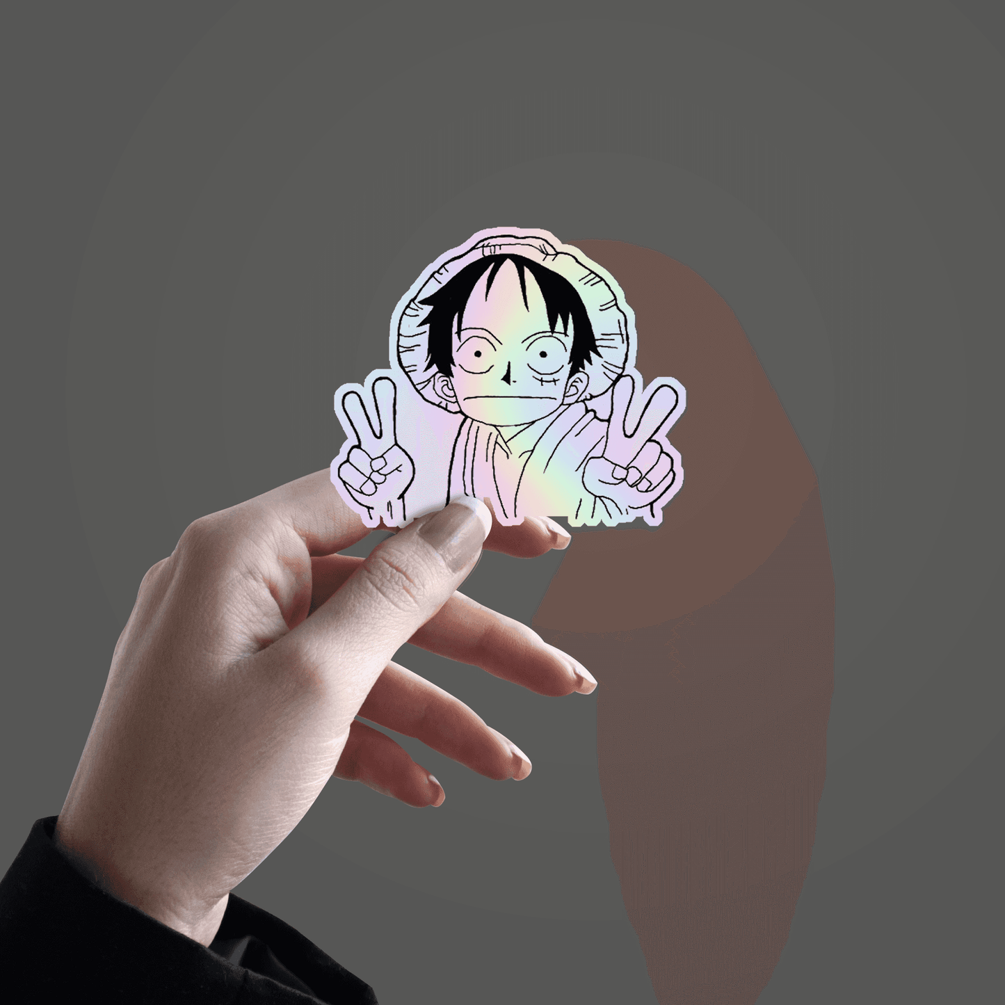Scared Luffy Holographic Sticker - sticckiz.com