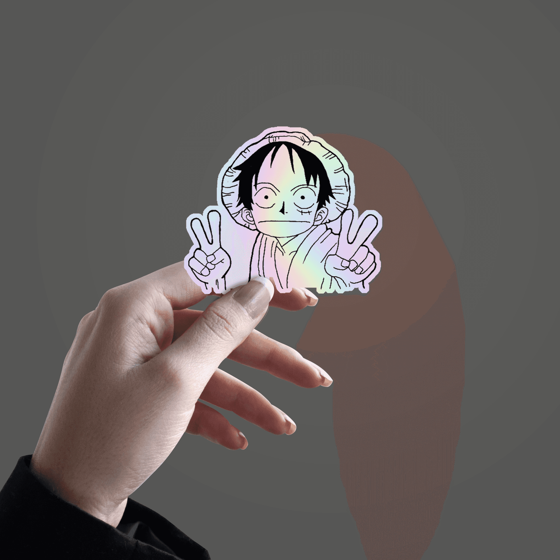 Scared Luffy Holographic Sticker - sticckiz.com