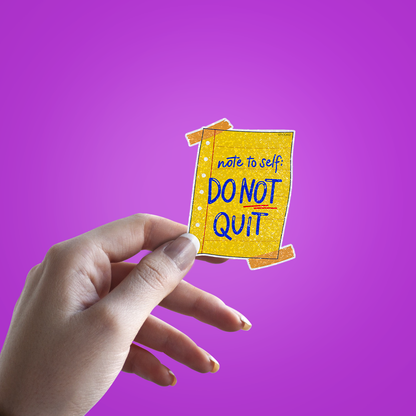 Note to Self Glitter Sticker - hand mockup