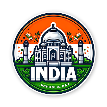 Taj Mahal India Flag Sticker