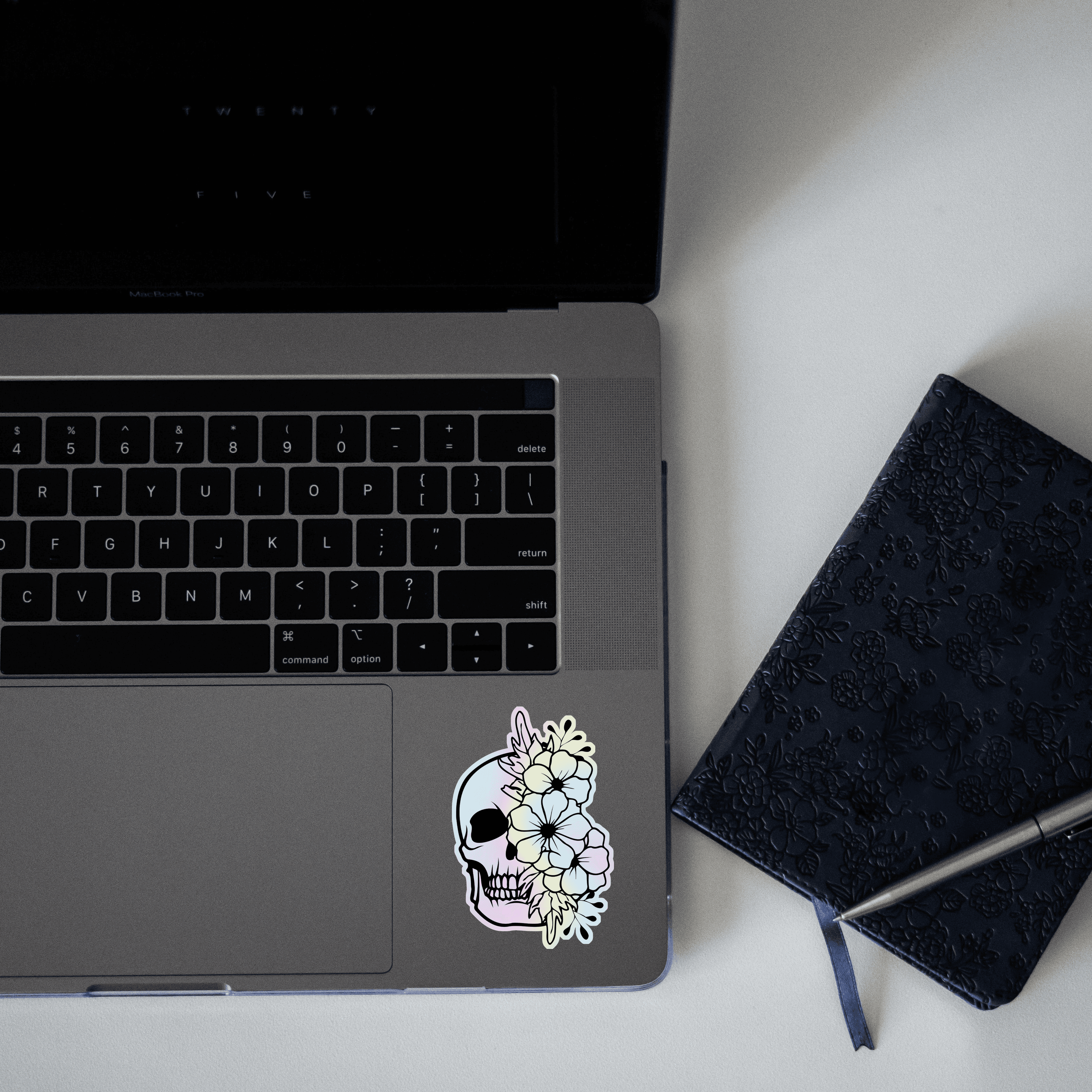 Skeleton Flower Holographic Sticker - sticckiz.com