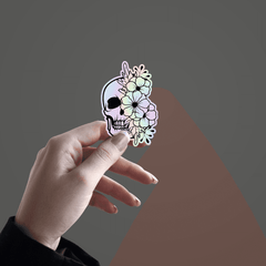 Skeleton Flower Holographic Sticker - sticckiz.com