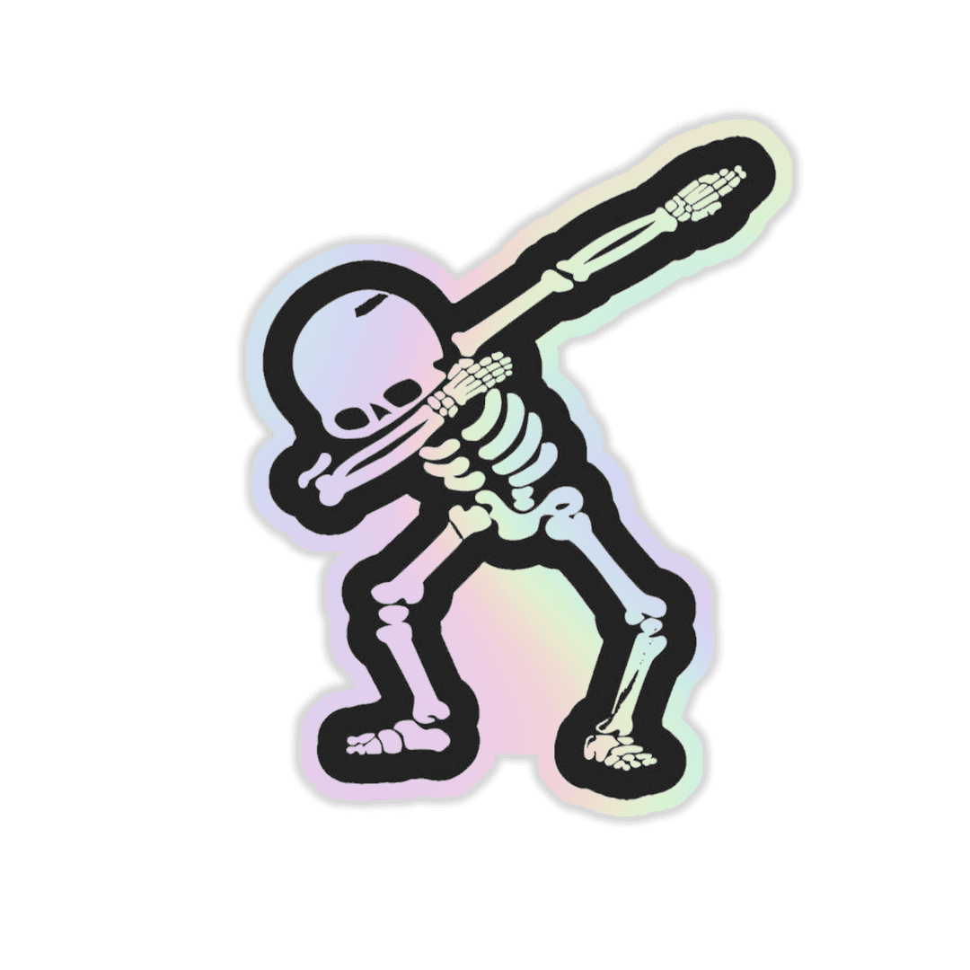 Skeleton in Swag Holographic Sticker - sticckiz.com