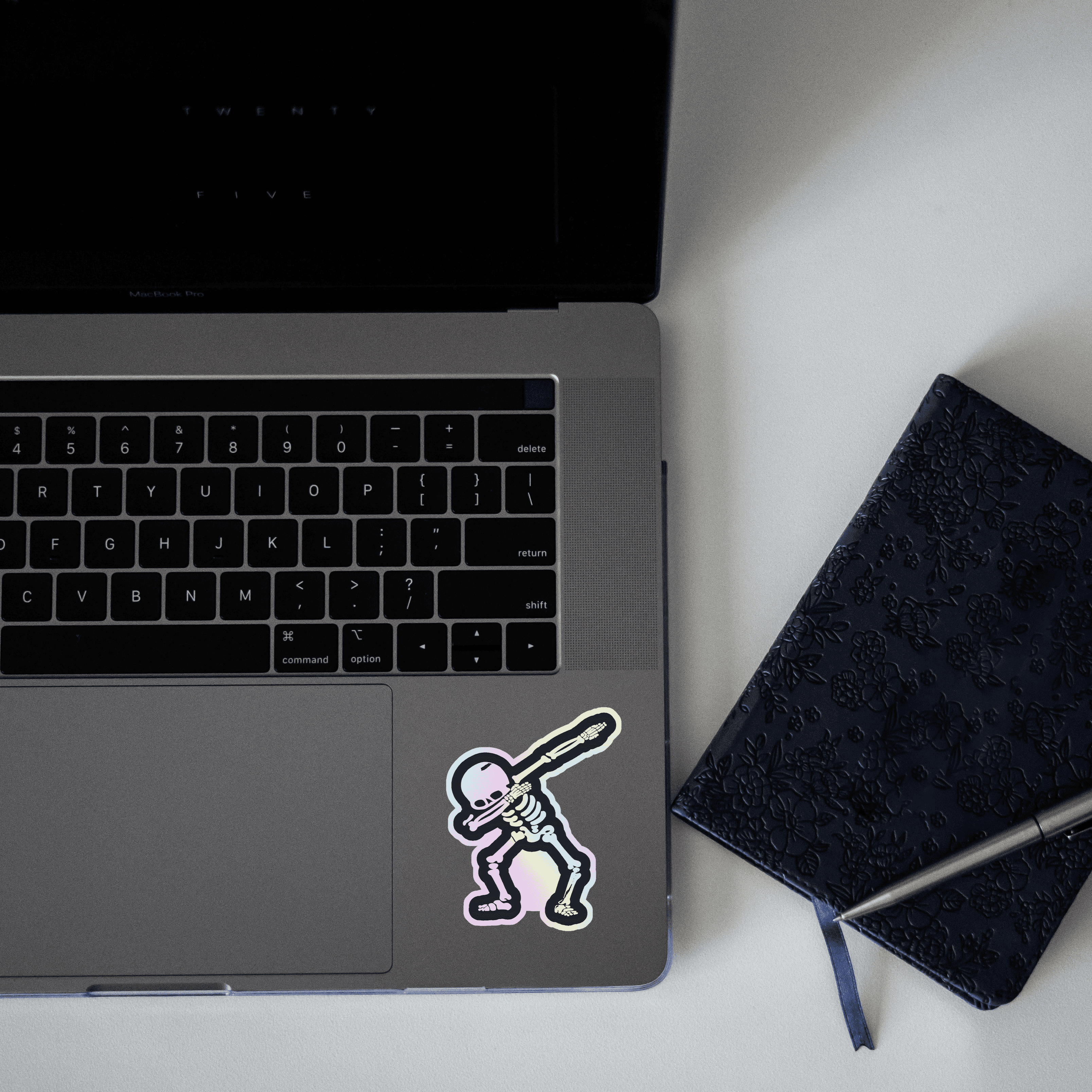 Skeleton in Swag Holographic Sticker - sticckiz.com
